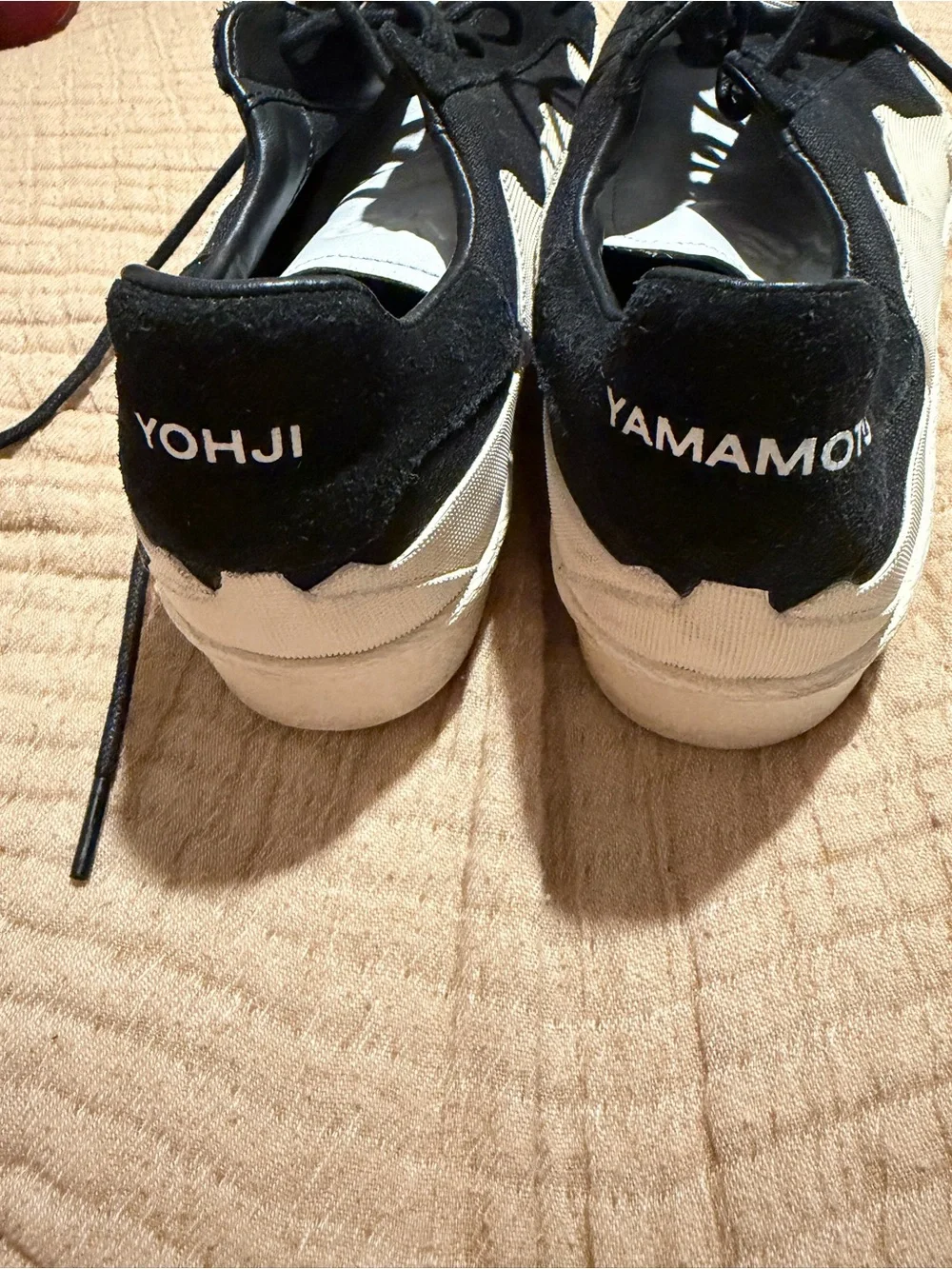 Y-3 Women's Black and Cream Slip-On Sneakers — Minimalist Low-Top